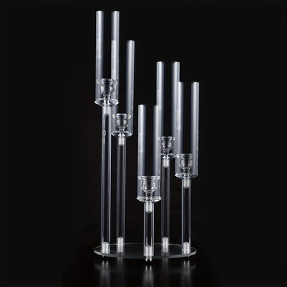 Acrylic Candelabra Candle Holder, Clear Crystal 5-Arm & 6-Arm Taper Candlestick Holders for Wedding Centerpiece