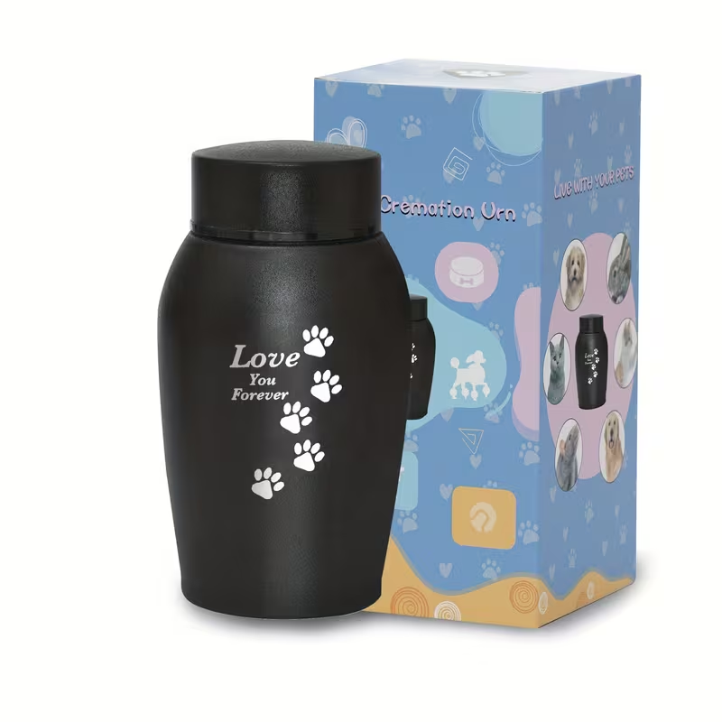 Pet Cremation Urn Stainless Steel Paw Print with Love You Forever Inscription, Secure Seal Large Ash Keepsake Box for Dogs Cats Up to 50lbs