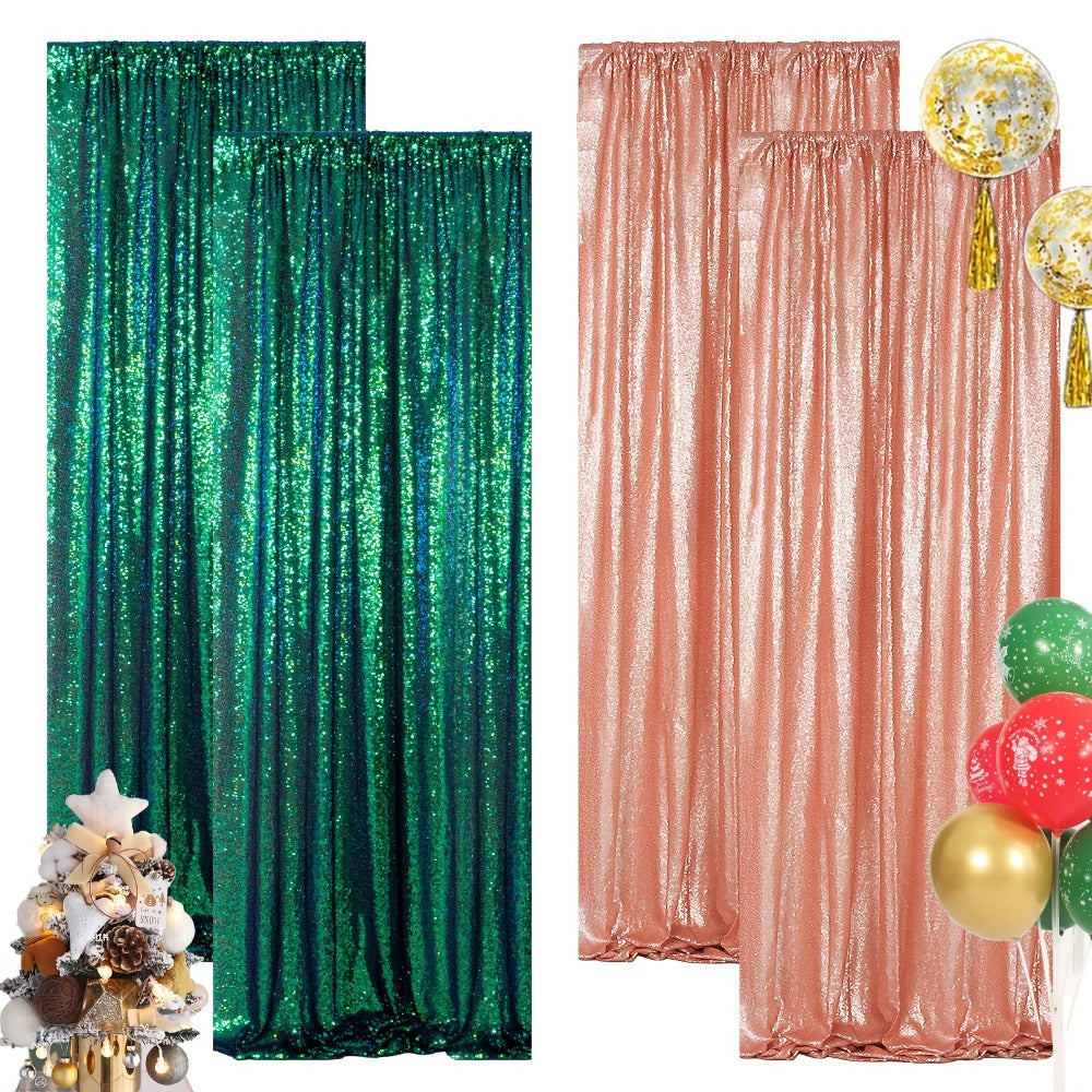 Sequin Backdrop Curtain for Party Wedding – 4x8ft Shimmering Glitter Curtain for Birthday Photo Booth Stage Decoration, Easy Hang