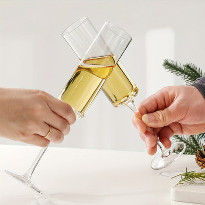 Champagne Flutes Set of 6 – Elegant 6.5oz Clear Glass Champagne Glasses, Reusable Stemmed Flutes for Birthday, Wedding