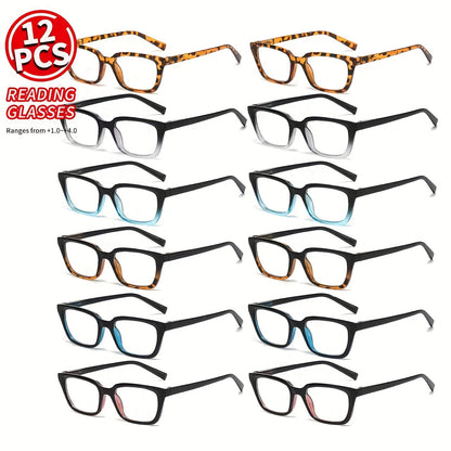 Reading Glasses – Twelve-Pair Reader Bulk Set with Lens Feature for Home and Office with Multiple Strength and Color Options