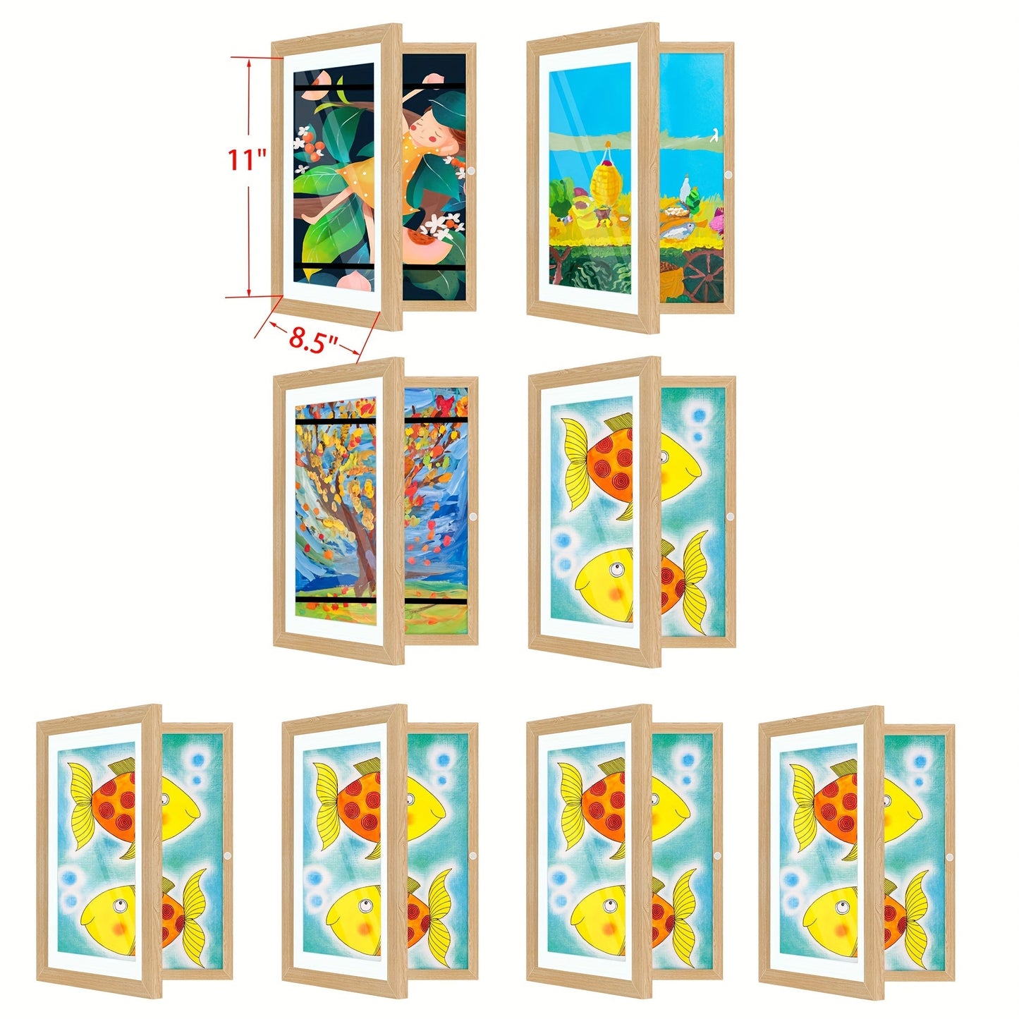 Kids Art Frame Changeable Front-Opening Display, Children Artwork Picture Frame for 8.5x11 & 10x12.5 Drawings
