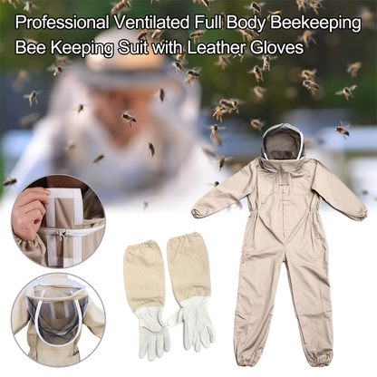 Full Body Bee Suit 3-Layer Breathable Veil Hood Gloves Filter Screen for Garden, Patio and Yard Use