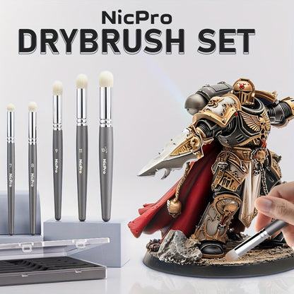Dry Brush Set for Miniature Painting 7 Sizes, Professional Drybrush Kit with the Listed Color, Size or Set Options for Everyday Use
