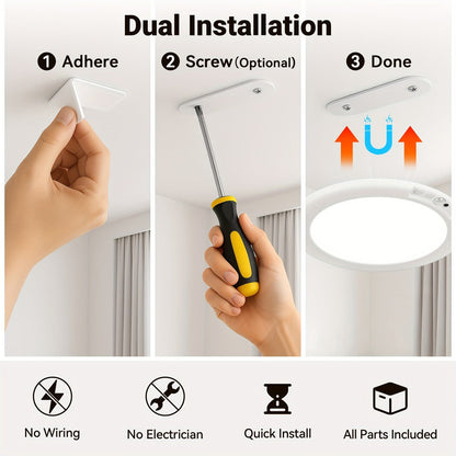 Rechargeable LED Ceiling Light with Motion Sensor, Remote Control Dimmable, 3 Color Temps 3000K/4500K/6500K
