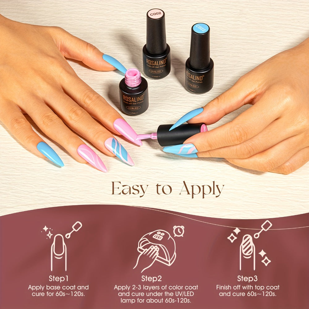 Gel Nail Polish Set with ROSALIND Label, 92 Colors Plus 8 Base and Top Products, 100 Pieces