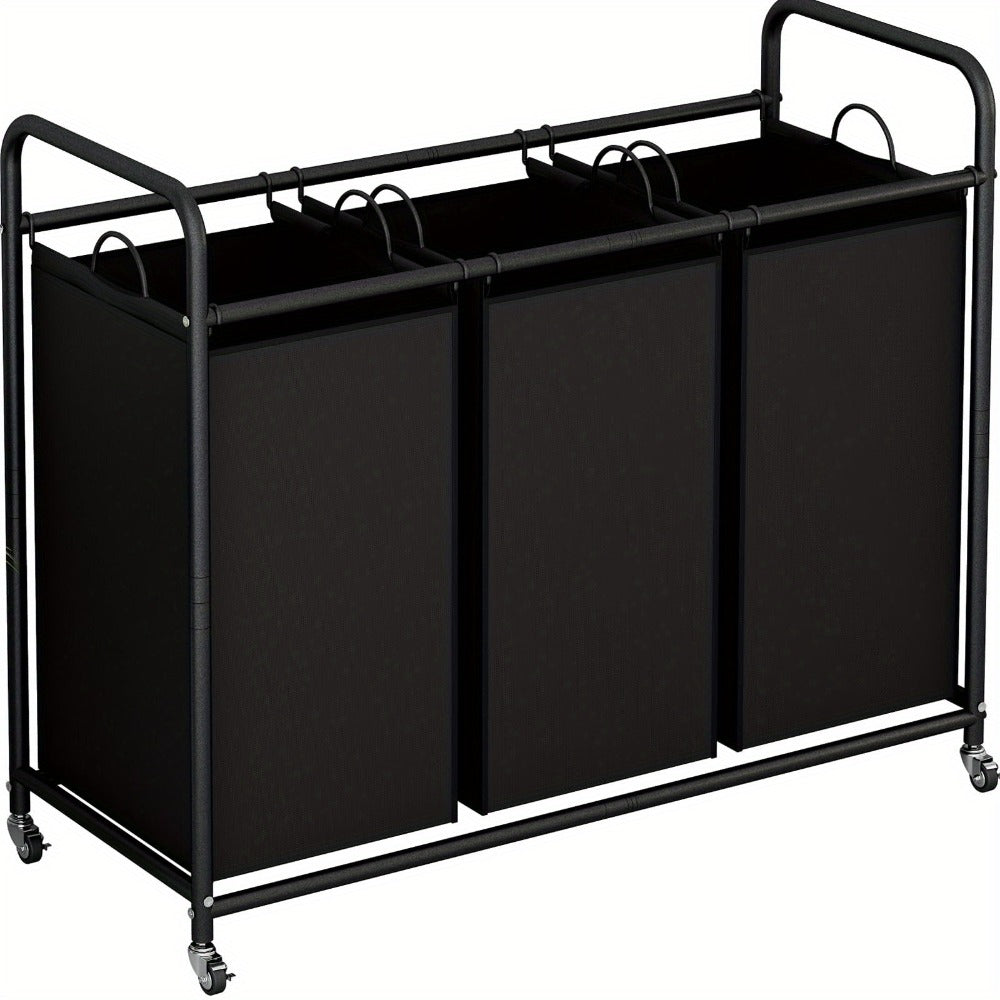 3-Bag Laundry Sorter Cart 63.4 Gallon, Rolling Hamper with Lockable Wheels & Removable Bags