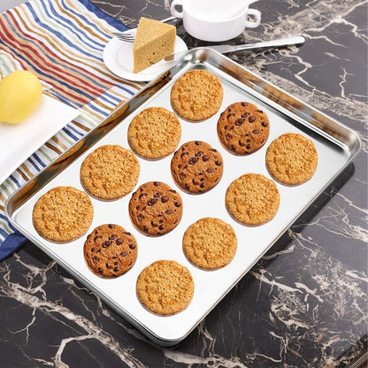 Baking Sheet and Rack Set Stainless Steel Half Sheet Pan with Cooling Rack Rust Free for Cookie for Grilling, Camping and Outdoor Meals
