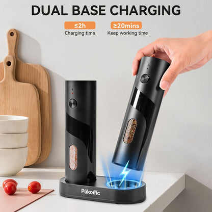 Electric Pepper Grinder Set USB-C Rechargeable with LED Light Ceramic Core Adjustable for Grilling, Camping and Outdoor Meals