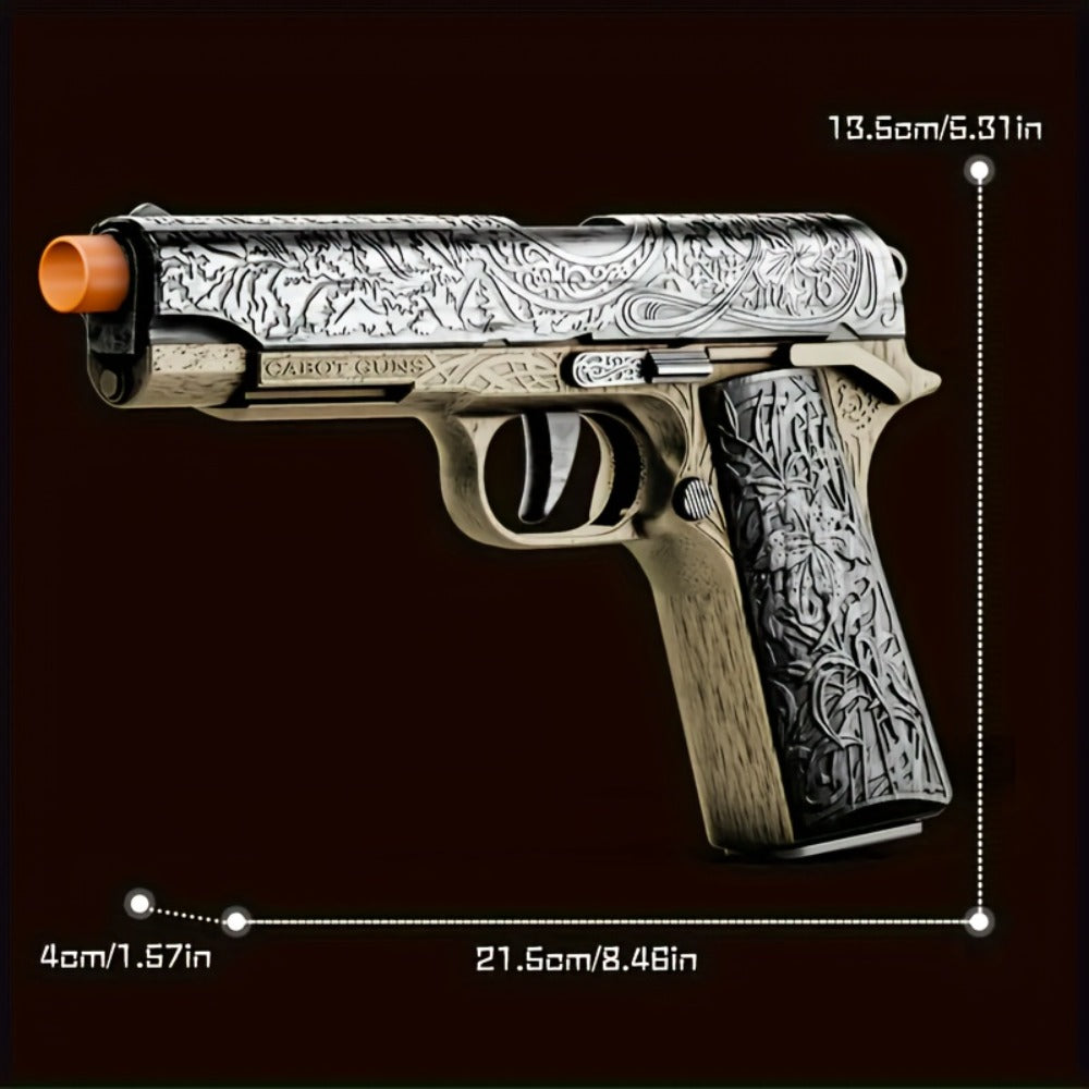 Shell-Ejecting Toy Foam-Dart Blaster with Engraved Body, Two Magazines and Four Color Options