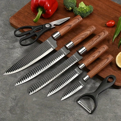 Kitchen Knife Set High Carbon Steel Hand Forged Chef Knives with Case Non-Stick Black Blade for Home Cooking, Dining and Outdoor Meals