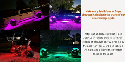 RGB Rock Lights Kit for Trucks & Cars, Sound-Activated LED Underbody Lights with APP & Remote Dual Control
