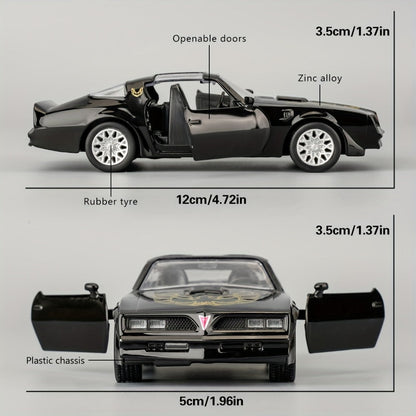 RMZ 1:36 Scale Pontiac Firebird Die-Cast Toy Car with Openable Doors & Pull-Back Action, Zinc Alloy Car Model with Display Base