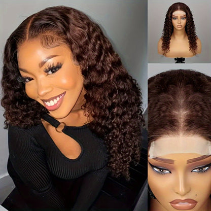 4x4 HD Lace Closure Curly Bob Wig Reddish Brown #33 Human Hair Pre-Plucked Glueless Short Bob with Baby Hair 20 Inch Warm Auburn Color Wig