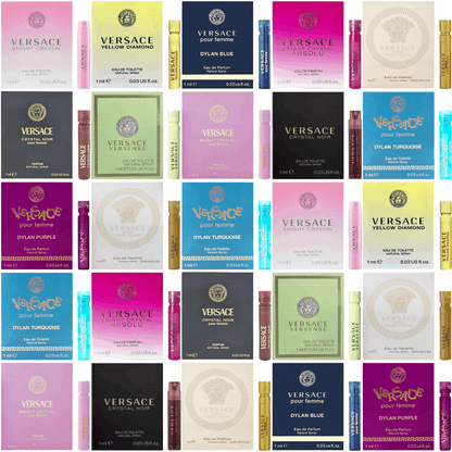 Versace Designer Fragrance Sampler Set for Women 5pcs 1ml Each Random Selection Luxury for Bath Time, Home Spa and Personal Care