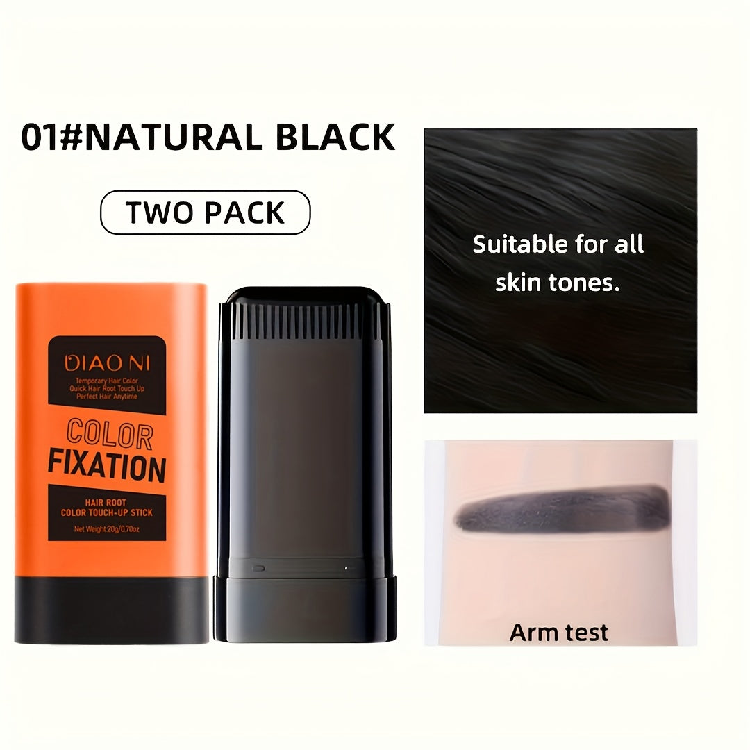 Portable Gray Root Cover Stick 2pcs, Disposable Hair Root Touch-Up with Plant-Based Squalane, Instant Gray Coverage