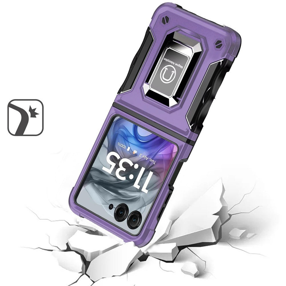 Phone Case Metal Ring Kickstand with TPU and PC Shell for Motorola Razr 2024 in Eight Colors