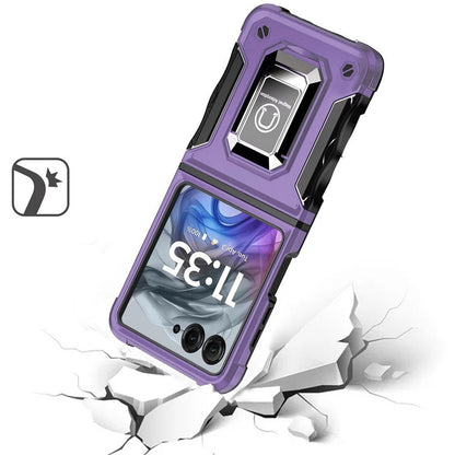 Phone Case Metal Ring Kickstand with TPU and PC Shell for Motorola Razr 2024 in Eight Colors