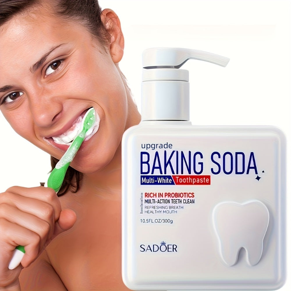 300g Field Mint Toothpaste in Pump Dispenser with Baking Soda and Probiotics Listed on Label