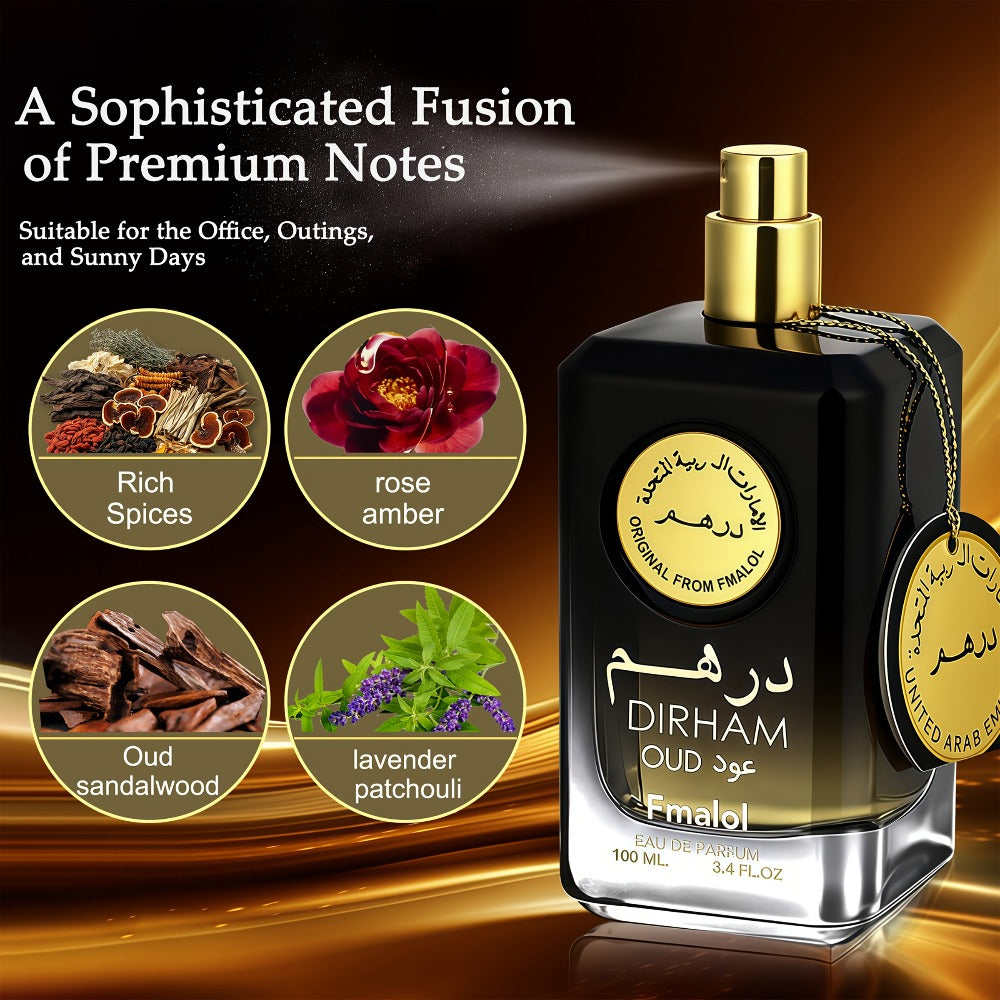 Agarwood Oud Arabic Perfume for Men 3.4 oz Luxury Woody Oriental Cologne - Dubai Middle East for Bath Time, Home Spa and Personal Care