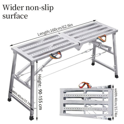 Folding Scaffold Step Stool Adjustable Height 39-79" Portable Steel Work Platform for Home Renovation Painting Car Washing RV Cleaning