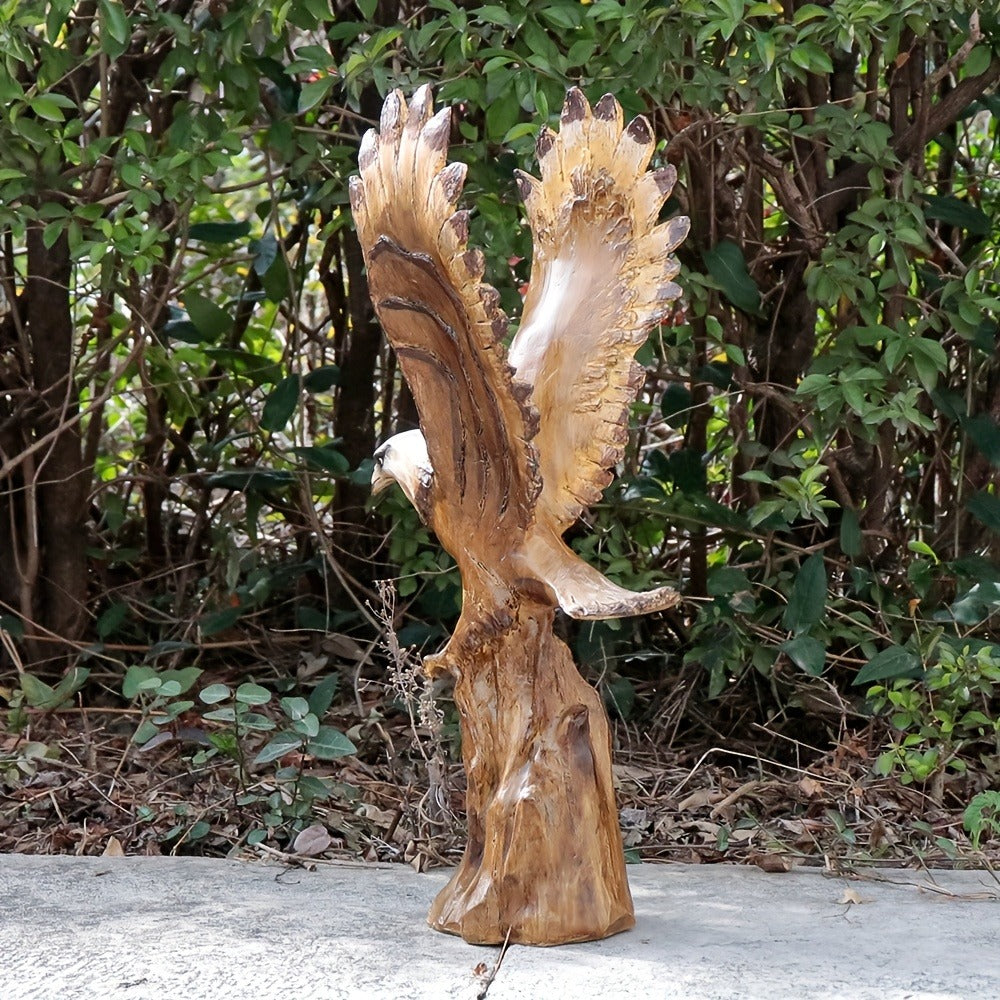 Eagle Statue 15.5-Inch Lifelike Resin Sculpture, Majestic Bald Eagle Figurine for Outdoor Garden, Patio, Yard & Indoor Home Decor