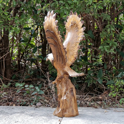 Eagle Statue 15.5-Inch Lifelike Resin Sculpture, Majestic Bald Eagle Figurine for Outdoor Garden, Patio, Yard & Indoor Home Decor