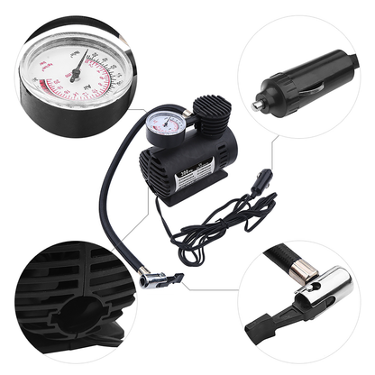 Portable Mini Air Compressor 12V 300PSI – Multi-Use Inflator Pump for Car Tires, Bikes, Balls & Inflatables
