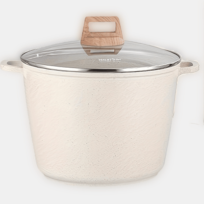 Stockpot Cookware by Hoarbar, 10.5QT Deep Pot with Glass Lid, Dual Handles and White or Black Options
