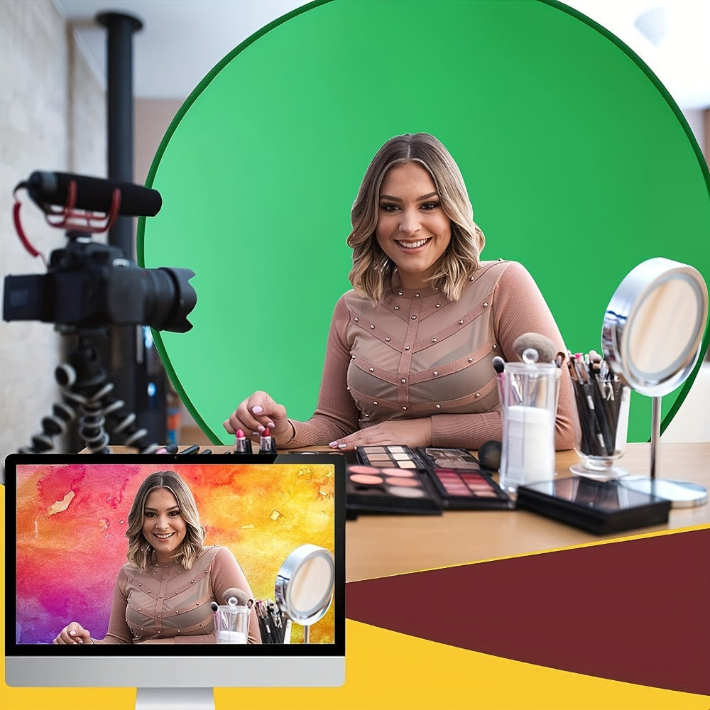 Chair Mount Green Screen Backdrop Collapsible Chroma Key Background for Streaming Vlogging Video Calls Zoom Portable Wrinkle-Resistant