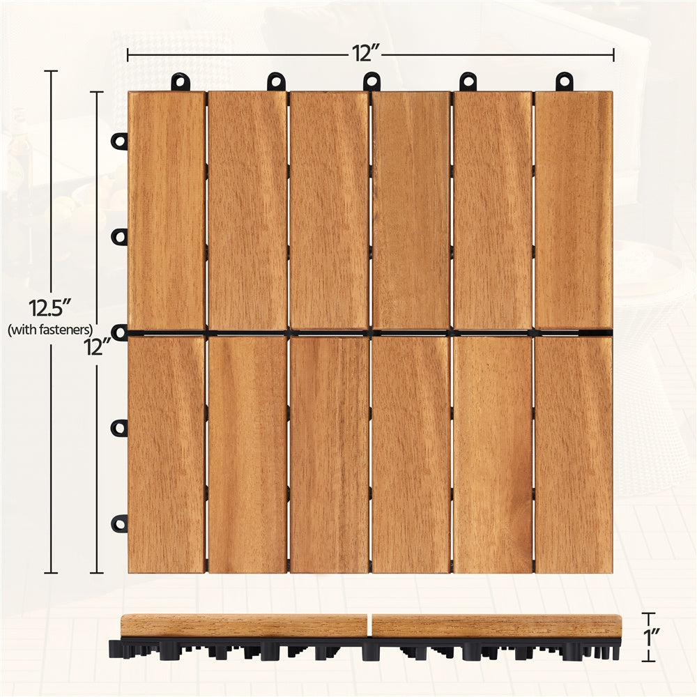 Wood-Look Interlocking Deck Tiles in 10- or 27-Piece Packs with Natural, Brown or Black Options