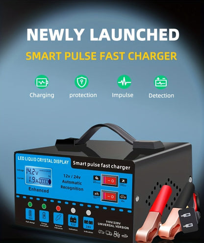 Intelligent Battery Charger & Inverter 12V & 24V – LCD Display, Trickle Maintenance, Overcharge & Short Circuit Protection for Cars Yachts