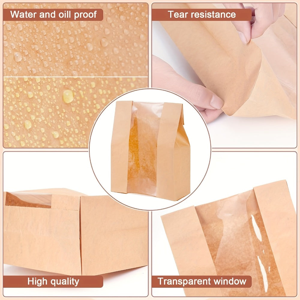 Bread Bags 100pcs Paper with Window 50% Thicker 13.7x8.2x3.7in Sourdough Homemade Bread for Entryways, Bedrooms and Living Spaces