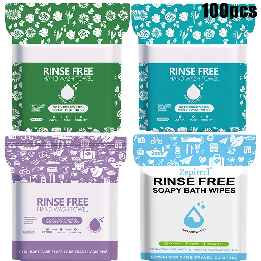 Disposable No-Rinse Foaming Bath Towels – Large 11.81" Body Wipes, Wet & Wipe Cleansing Cloths for Elderly Care, Camping, Post-Surgery
