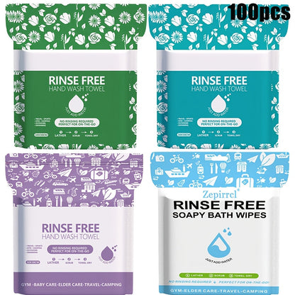 Disposable No-Rinse Foaming Bath Towels – Large 11.81" Body Wipes, Wet & Wipe Cleansing Cloths for Elderly Care, Camping, Post-Surgery