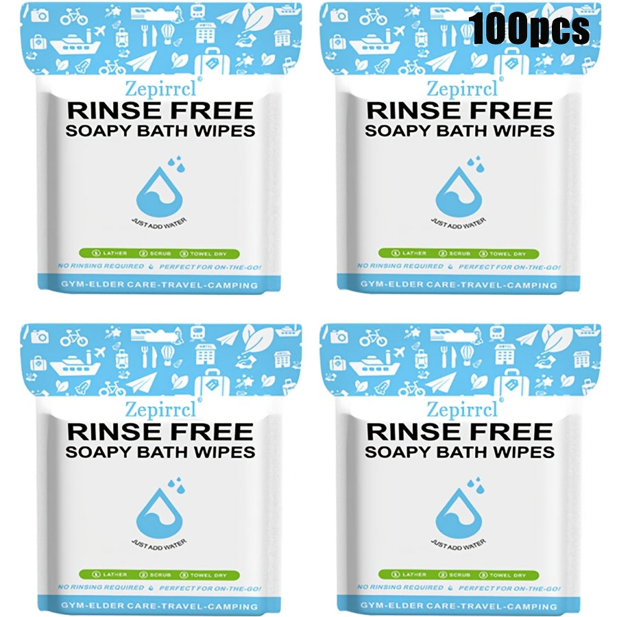 Disposable No-Rinse Foaming Bath Towels – Large 11.81" Body Wipes, Wet & Wipe Cleansing Cloths for Elderly Care, Camping, Post-Surgery
