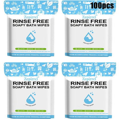Disposable No-Rinse Foaming Bath Towels – Large 11.81" Body Wipes, Wet & Wipe Cleansing Cloths for Elderly Care, Camping, Post-Surgery