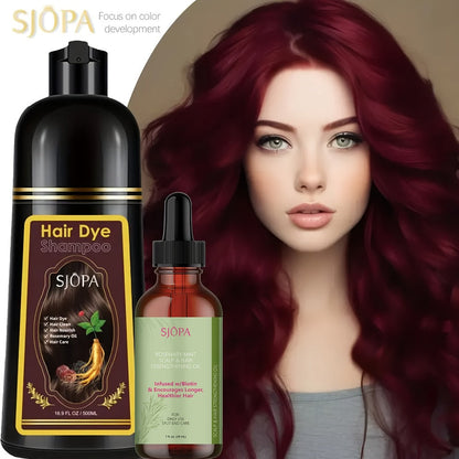 Hair Dye Kit 3-in-1 Color Shampoo with Rosemary Oil 500ml - Natural Safe No Ammonia Quick for Bath Time, Home Spa and Personal Care
