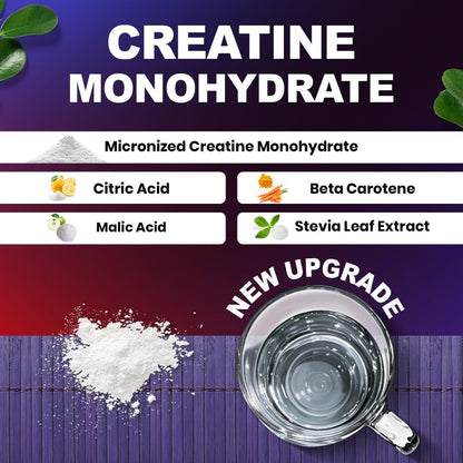 Micronized Creatine Monohydrate Powder 300g, 5000mg Per Serving, 60 Servings, Strength, Power & Focus Formula
