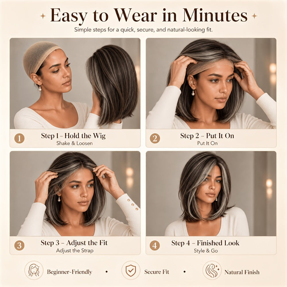 Synthetic Wig 4x1 U-Part Lace Front Bob, 14-Inch Middle Part with Six Color Choices for Cosplay