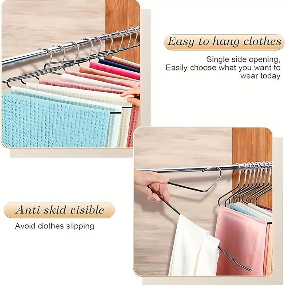 Pants Hangers Metal Open Leg Non-Slip – Heavy Duty Trouser Jeans Hanger for Wardrobe, Space Saving, Black or White, 10/20/30/50pcs