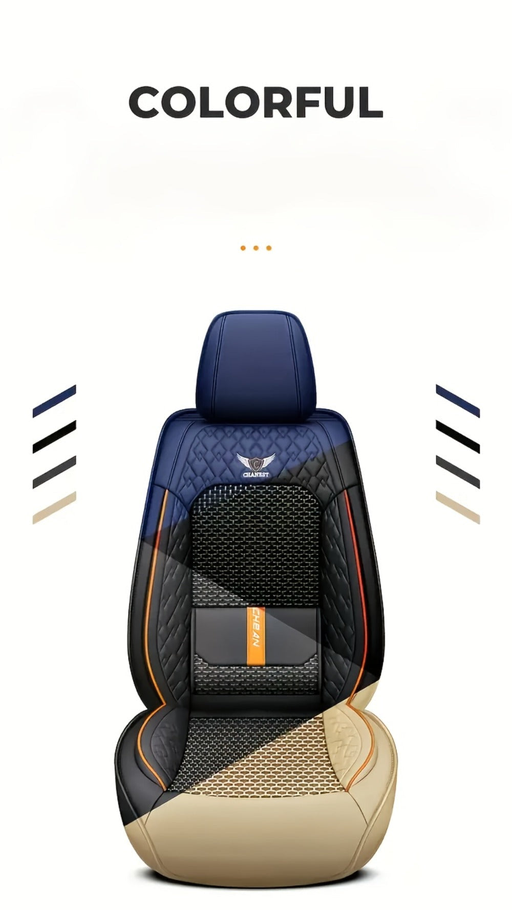 Car Seat Covers 3D Diamond-Embroidered Faux Leather with Two-Front or Five-Seat Set Options