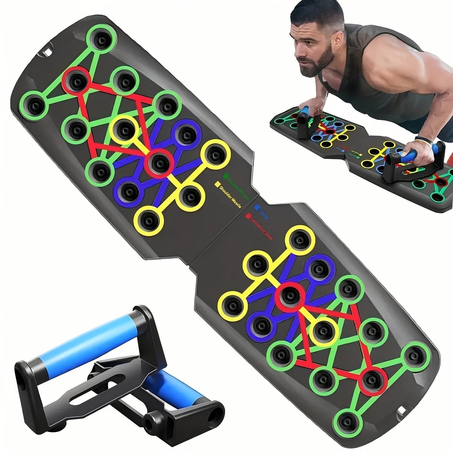 Push Up Board Multifunctional Color-Coded Chest Workout System, Adjustable Home Gym Equipment for Chest, Shoulders
