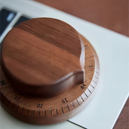 Mechanical Kitchen Timer with Loud Alarm – Black Walnut Wood Cooking Timer, 100% Battery-Free Desktop Timer for Cooking