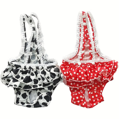 Washable Female Dog Diapers 2-Pack with Suspender – Reusable Doggy Sanitary Panties for Dogs in Heat, Period & Incontinence