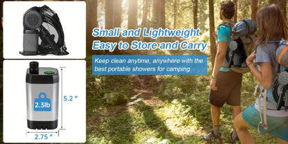 Portable Camping Shower – 6000mAh Battery, 120-Min Runtime, 6 Spray Modes, Smart Display, for Camping, Car Washing, Pet Cleaning