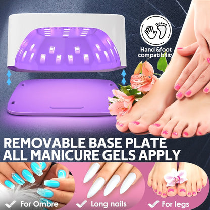 Rechargeable UV LED Nail Lamp 30 Beads, Professional Gel Nail Curing Light Cordless with 3 Timer Settings