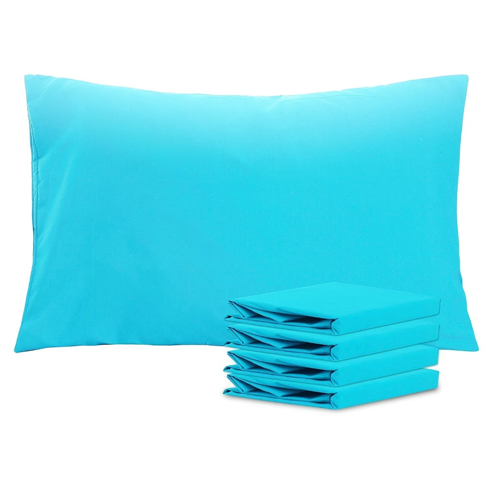 Pillowcases 4 Pack Queen 20x30 – Brushed Microfiber Soft Wrinkle-Free Fade-Resistant Envelope Closure Solid Color 32 Colors