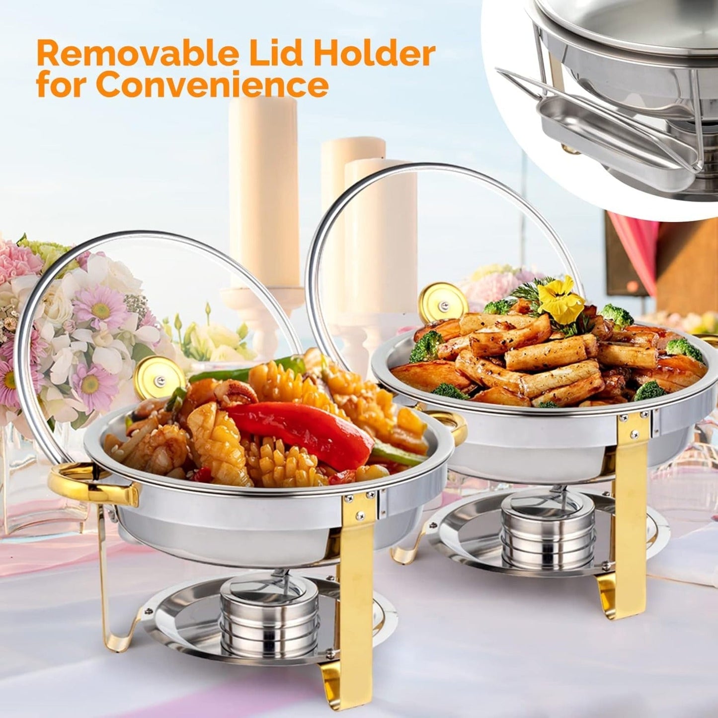 Stainless Steel Chafing Dish Set Buffet Warmer with Food Trays Water Trays Fuel Holders for Entryways, Bedrooms and Living Spaces
