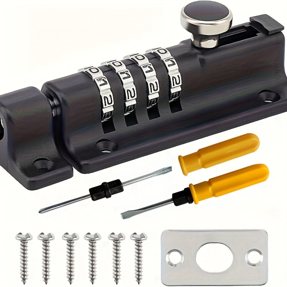 Combination Bolt Lock 4-Digit Zinc Alloy Sliding Security Lock for Entryways, Bedrooms and Living Spaces